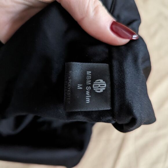 MBM SWIM black Serenity cut out one shoulder cheeky one piece swimsuit - Picture 4 of 5